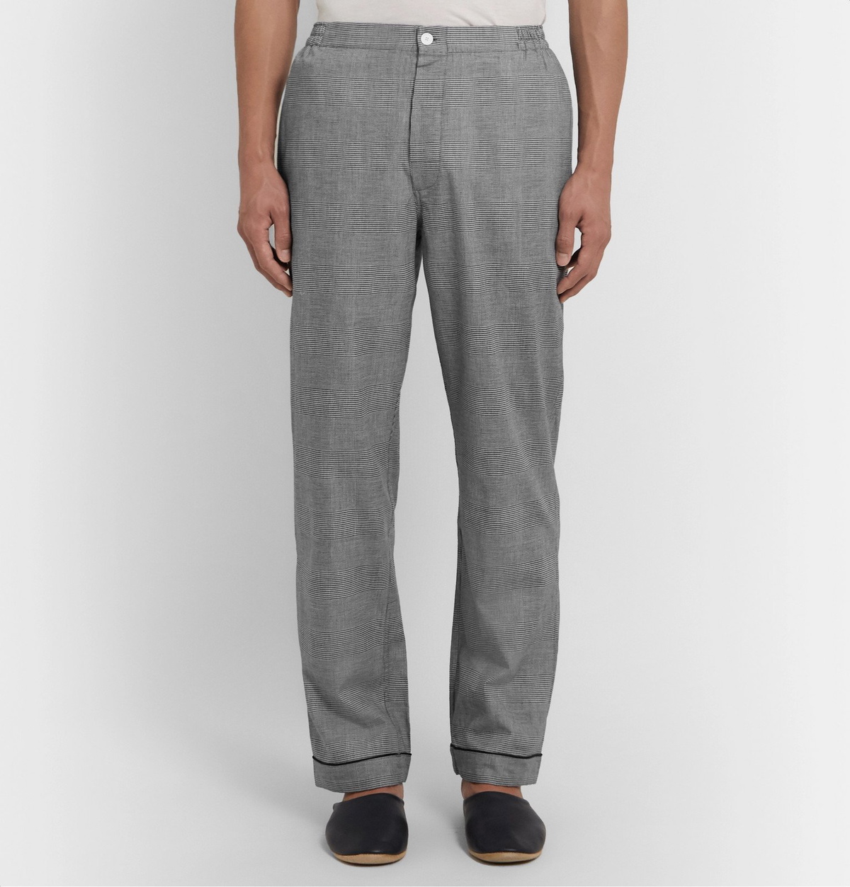 Sleepy Jones - Henry Piped Prince of Wales Checked Cotton-Poplin Pyjama Set - Black