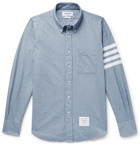 Thom Browne - Button-Down Collar Striped Cotton-Flannel Shirt - Light blue