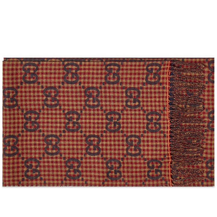 Photo: Gucci Men's GG Poule Scarf in Red/Ivory 