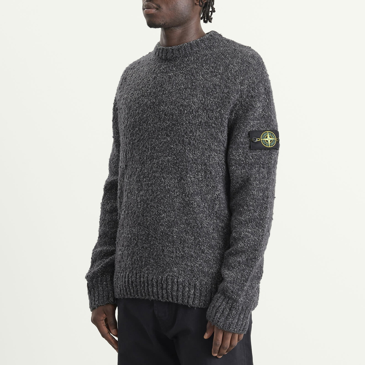 Stone Island Men's Speckled Wool Nylon Jumper in Lead Melange