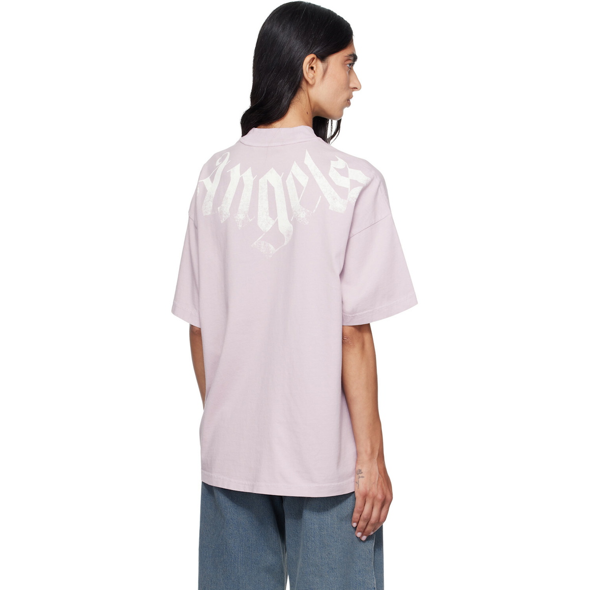 Palm Angels Purple Big Neck Logo T-shirt