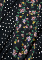 Rixo Gracella Panelled Polka dot and Floral Midi Skirt Black
