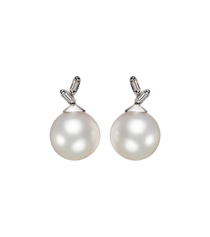 Photo: Suzanne Kalan 18kt white gold drop earrings with pearls and diamonds
