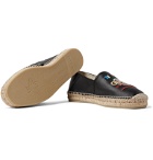Gucci - Alejandro Collapsible-Heel Logo-Embroidered Leather Espadrilles - Black