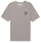 Loewe - Logo-Embroidered Striped Cotton and Linen-Blend Jersey T-Shirt - Navy