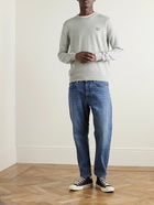 Maison Kitsuné - Slim-Fit Logo-Appliquéd Wool Sweater - Gray