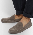 Loro Piana - Maurice Cashmere-Lined Suede Slippers - Men - Gray