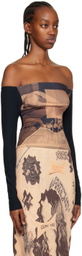 ELLISS Black & Beige Hairpin Bodysuit