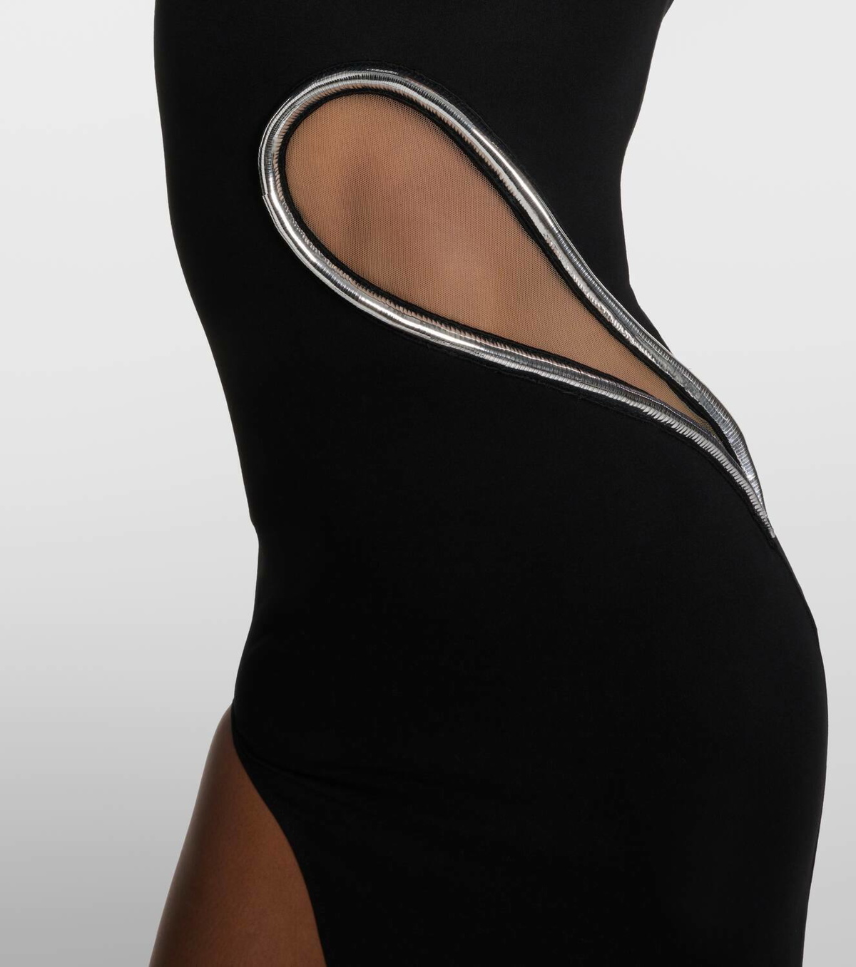 DAVID KOMA Size 10 Black Polyamide Elastane Sheer Body suit Dress Top