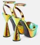 D'Accori Skye mirrored faux leather platform sandals