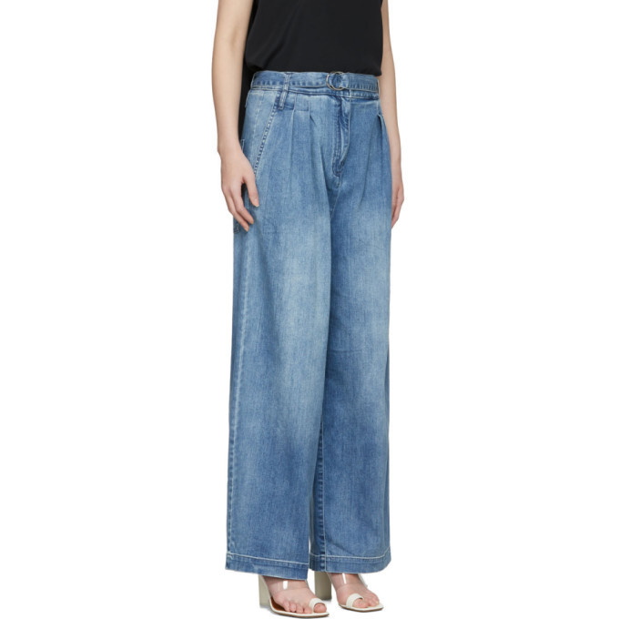 Tibi Faded Denim Culottes in Blue