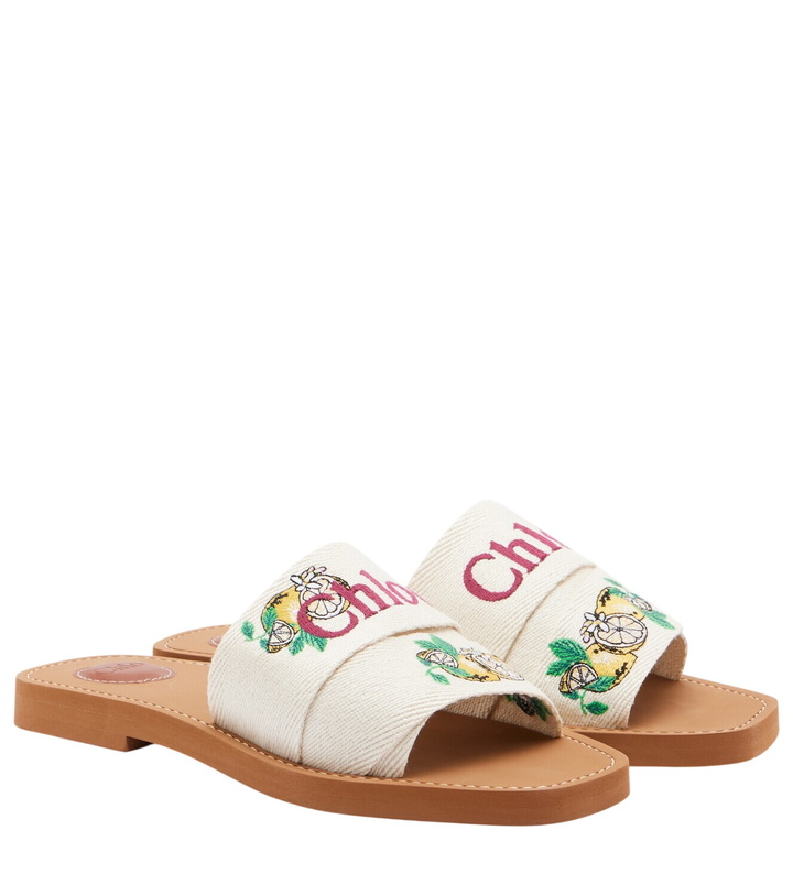 Photo: Chloé Woody embroidered linen slides