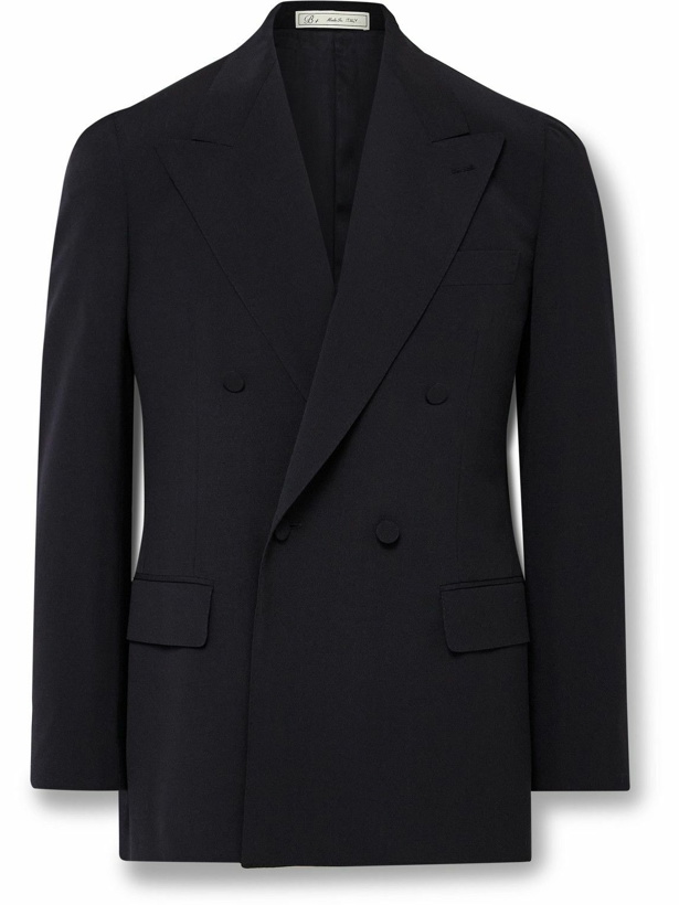 Photo: UMIT BENAN B - Double-Breasted Wool Suit Jacket - Blue
