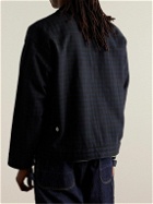 Randy's Garments - Cotton-Corduroy Trimmed Checked Melton Wool Bomber Jacket - Blue