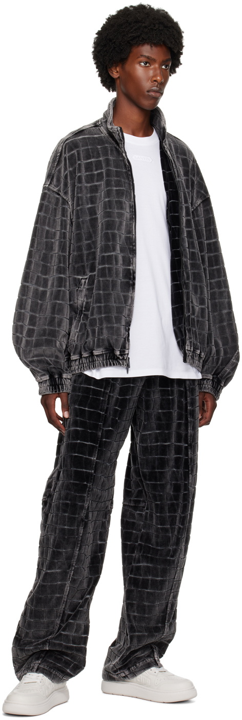 Alexander Wang Gray Crocodile Jacquard Track Pants Alexander Wang
