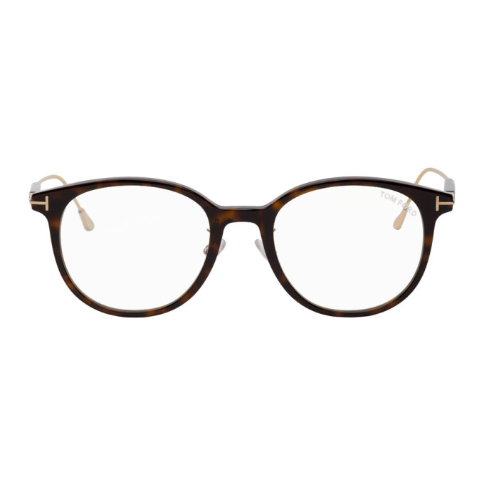 Photo: Tom Ford Tortoiseshell and Gold Round Glasses