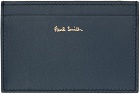 Paul Smith Blue Signature Stripe Leather Credit Card Holder
