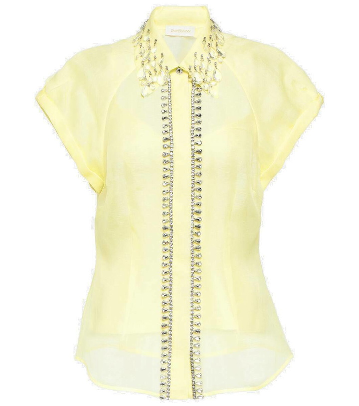 Photo: Zimmermann Matchmaker embellished silk and linen blouse