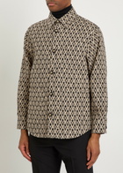 Valentino Garavani Chevron Cotton and Silk-blend Overshirt Beige