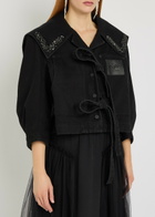 Simone Rocha Crystal-embellished Cropped Denim Jacket Black