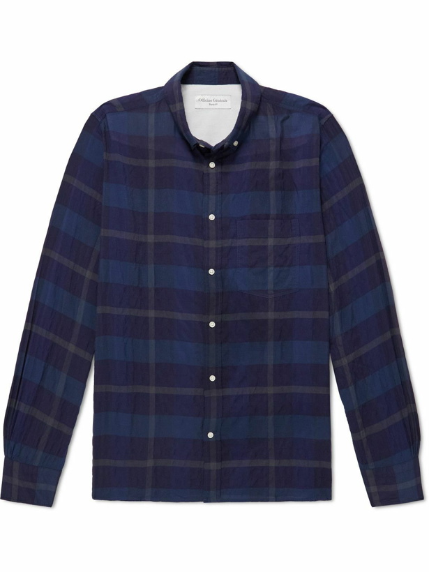 Photo: Officine Générale - Arsene Button-Down Collar Checked Poplin Shirt - Blue