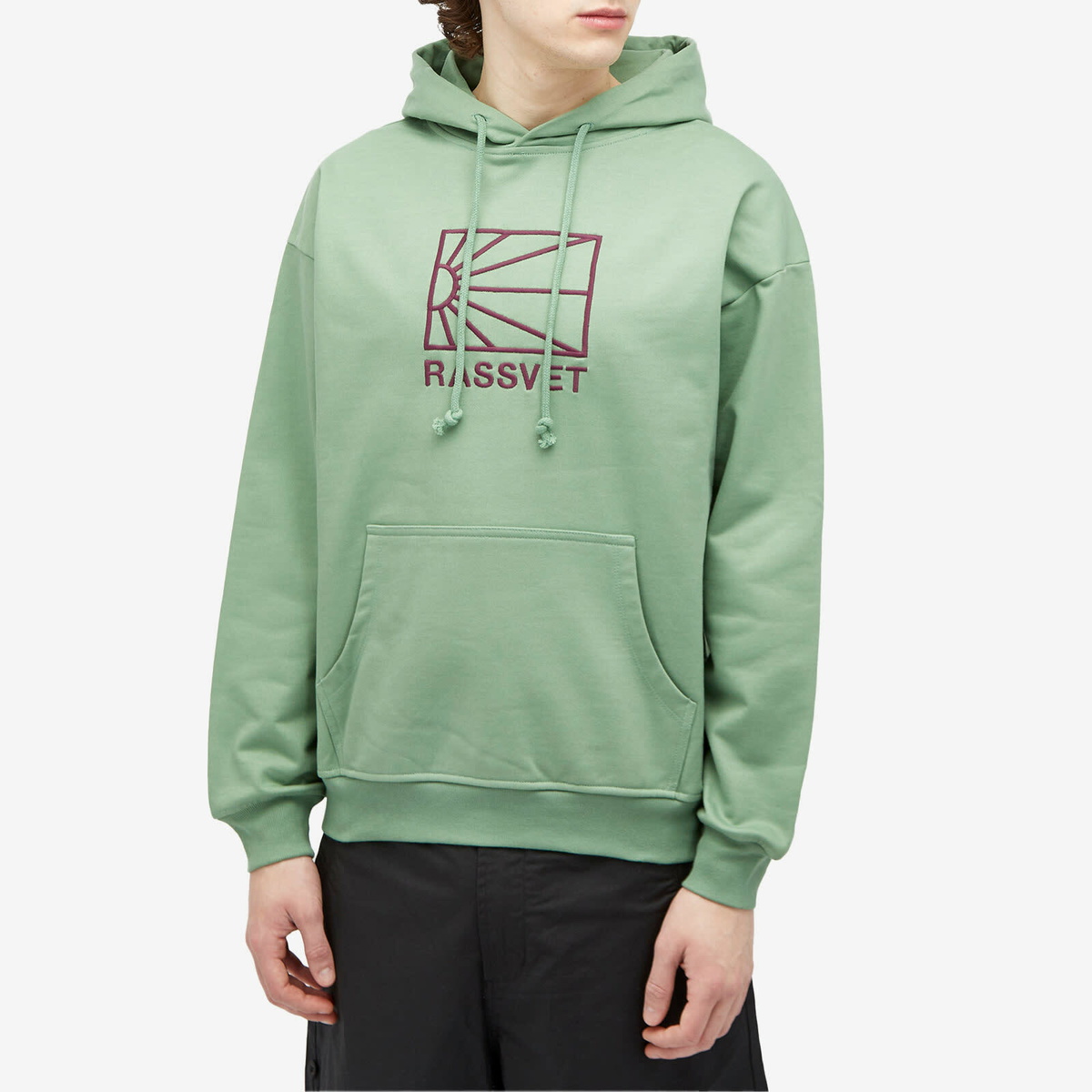 PACCBET Men's Washed Logo Pullover Hoodie in Khaki