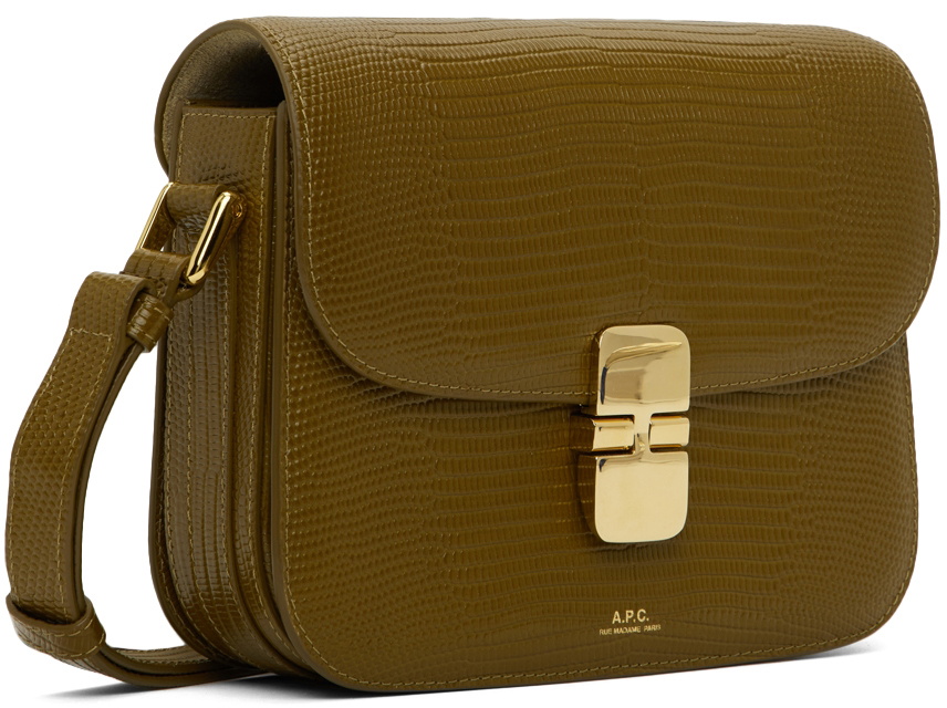 A.P.C. Grace Lizard-effect Leather Shoulder Bag in Brown