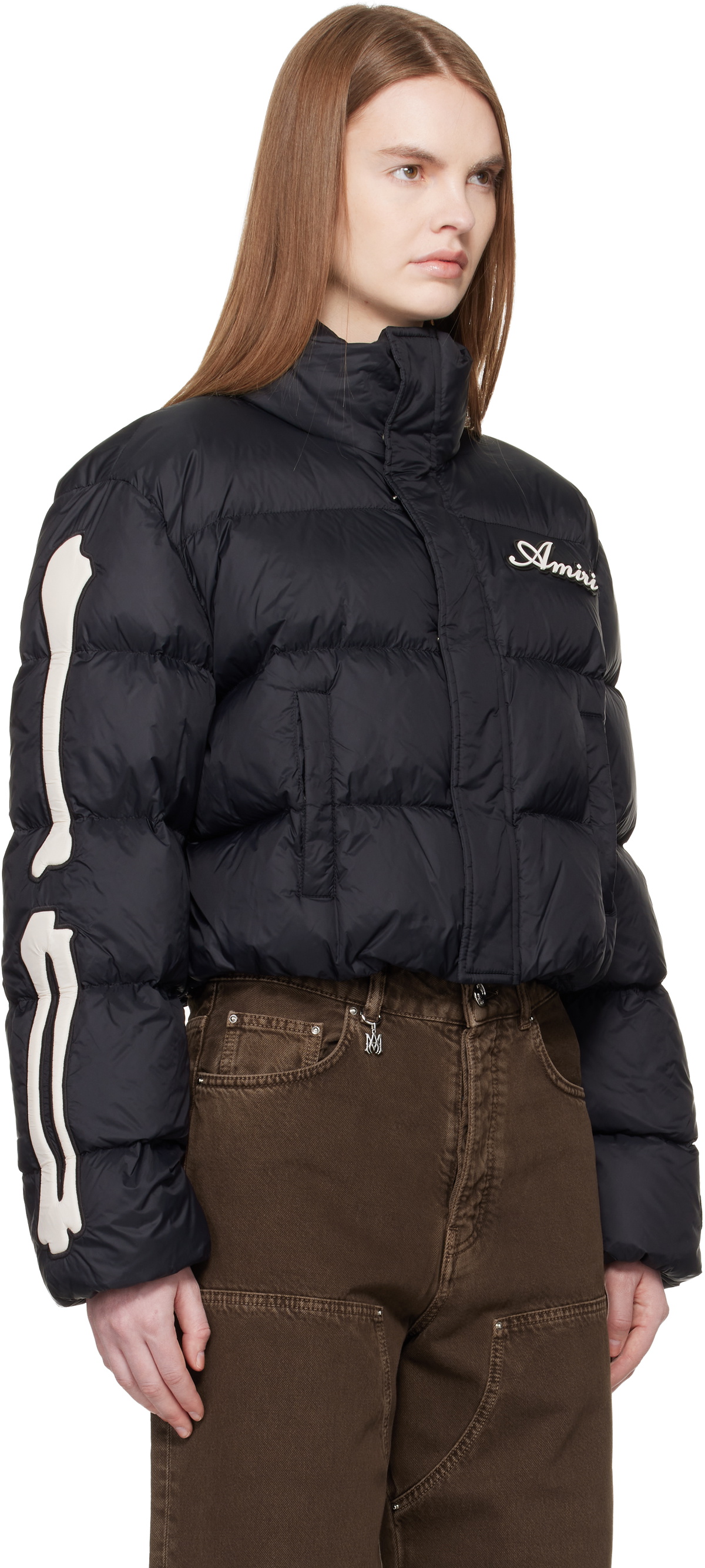AMIRI Black Bones Cropped Down Jacket