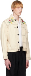HARAGO Beige Beadwork Cropped Jacket