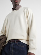ATON - Cotton and Wool-Blend Sweater - Neutrals