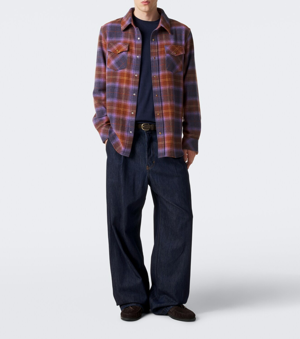 God's True Cashmere Vulcan tartan cashmere shirt with tiger's eye