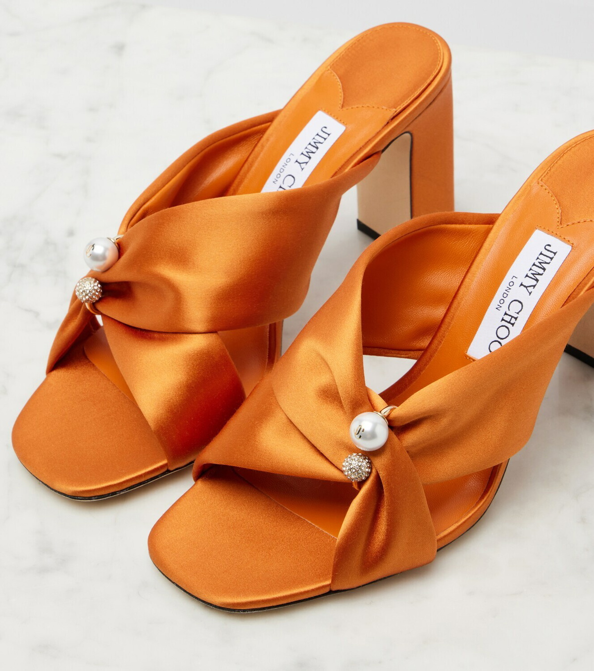 Jimmy Choo Rafi embellished satin mules