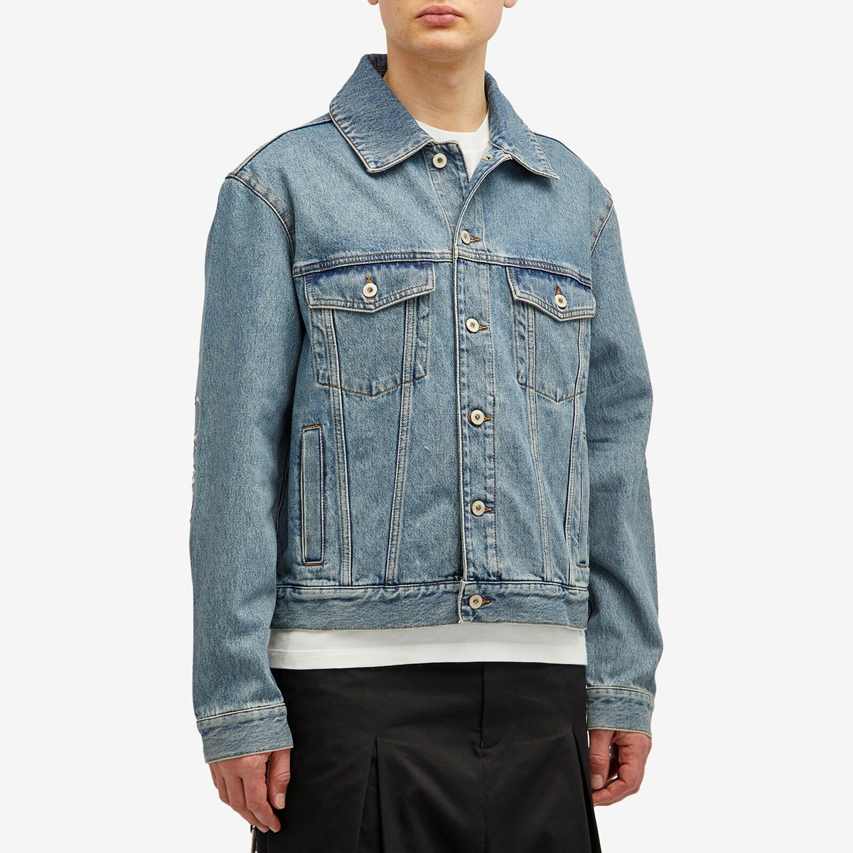 Loewe Men's Anagram Denim Jacket in Mid Blue Loewe