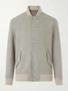 Eleventy - Wool and Cashmere-Blend Herringbone Bomber Jacket - Neutrals