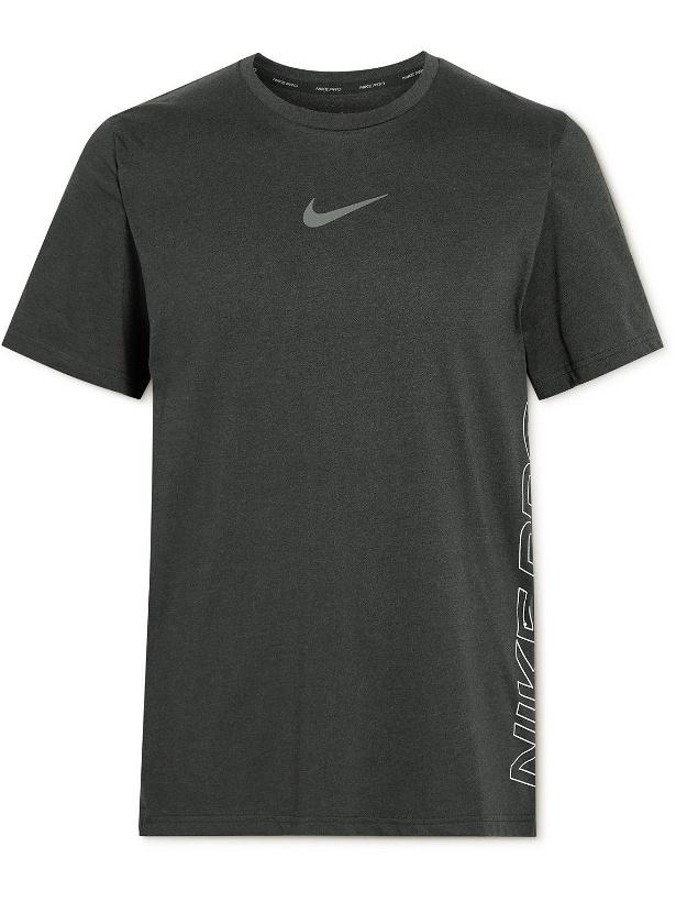 Photo: Nike Training - Pro Logo-Print Dri-Fit Burnout Cotton-Blend T-Shirt - Black