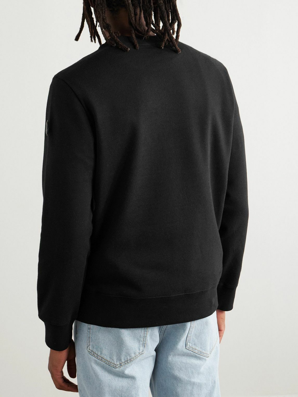 Moncler - Logo-Appliquéd Cotton and Cashmere-Blend Jersey Sweatshirt - Black