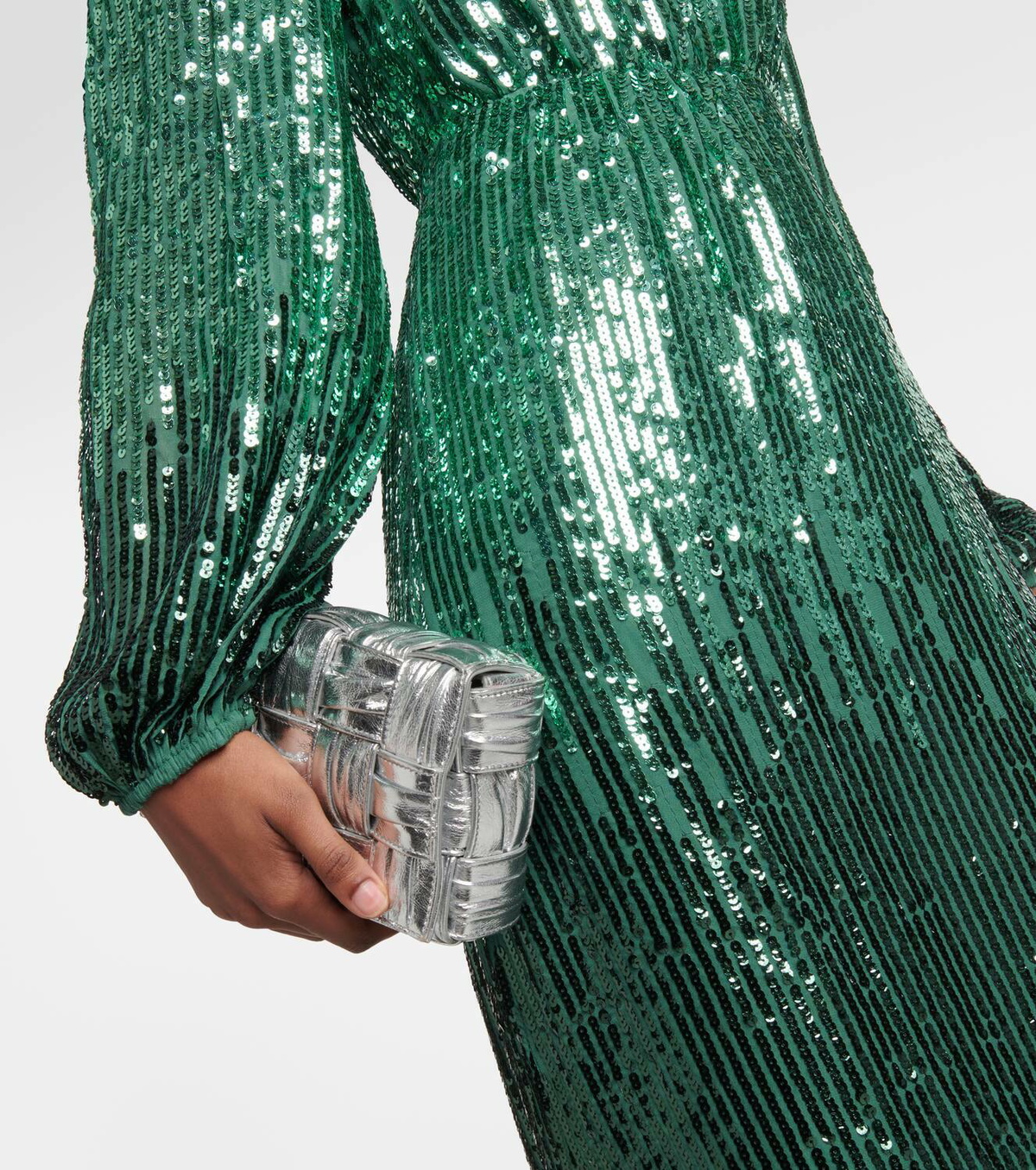 rixo green dress Corrine Embellished Chiffon Dress in Diana Embellishment Forest Green main image 0