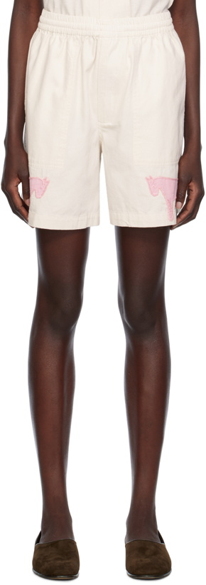 Photo: Bode White & Pink Tiny Zoo Shorts