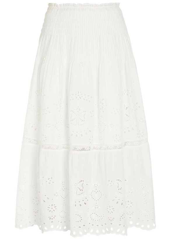 Photo: Loveshackfancy Mallow Embroidered Cotton Midi Skirt White