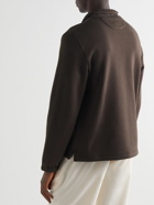 De Bonne Facture - Logo-Embroidered Cotton-Jersey Half-Zip Sweatshirt - Brown