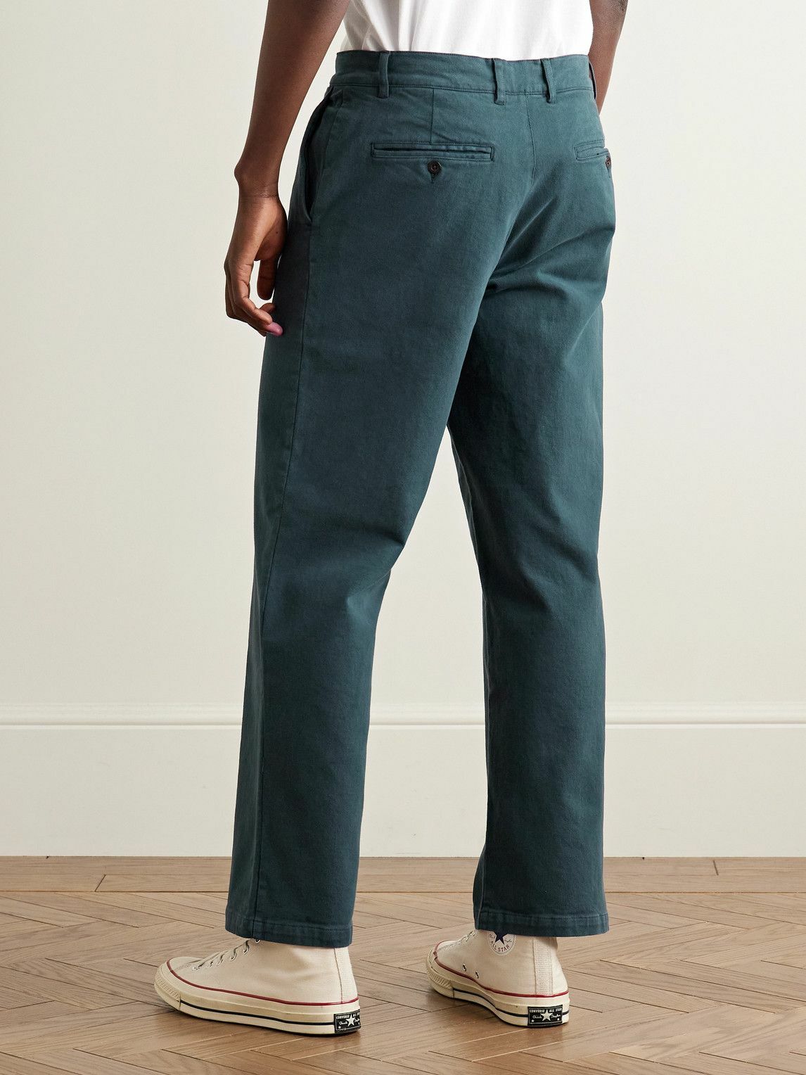 Portuguese Flannel - Labura Straight-Leg Organic Cotton-Blend Twill Trousers - Blue