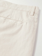 Barena - Scandola Straight-Leg Pleated Cotton-Blend Shorts - White