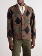 Corridor - Brushed Argyle Jacquard-Knit Cardigan - Brown