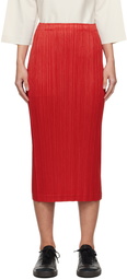 PLEATS PLEASE ISSEY MIYAKE Red Thicker Bottoms 1 Midi Skirt