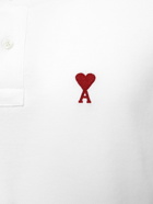 AMI PARIS Embroidered Logo Cotton Pique Polo