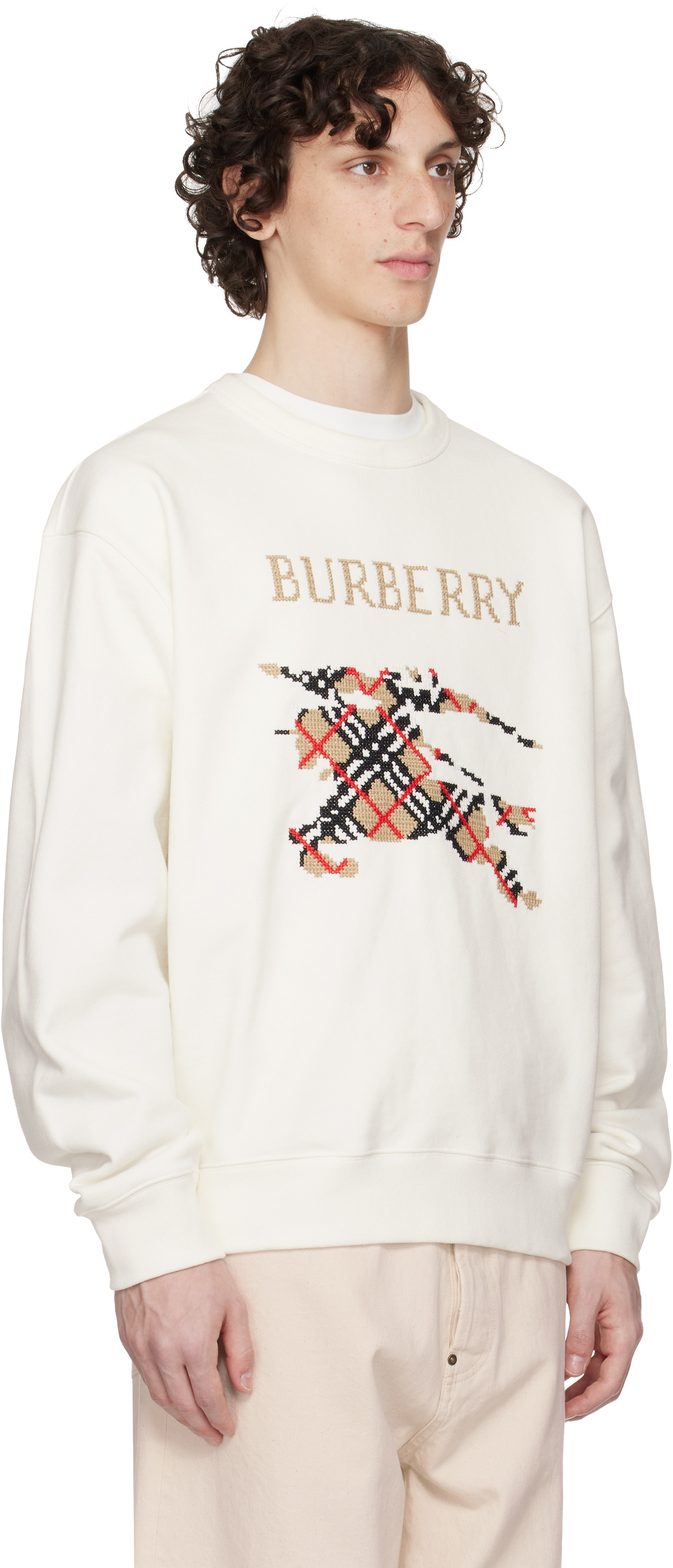 Burberry White Intarsia EKD Sweatshirt