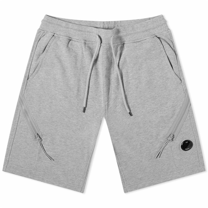 Photo: C.P. Company Men's Lens Fleece Back Shorts in Grey Melange