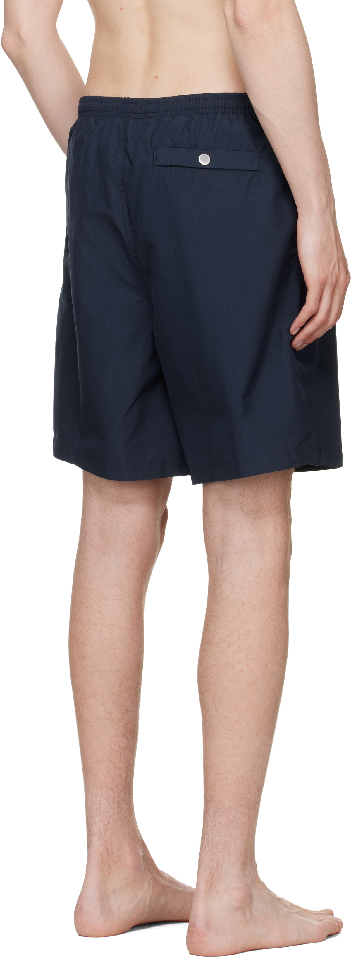 AMI Paris Navy Long Plain Swim Shorts