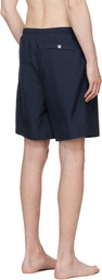 AMI Paris Navy Long Plain Swim Shorts