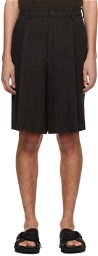 Dries Van Noten Black & Brown Striped Shorts